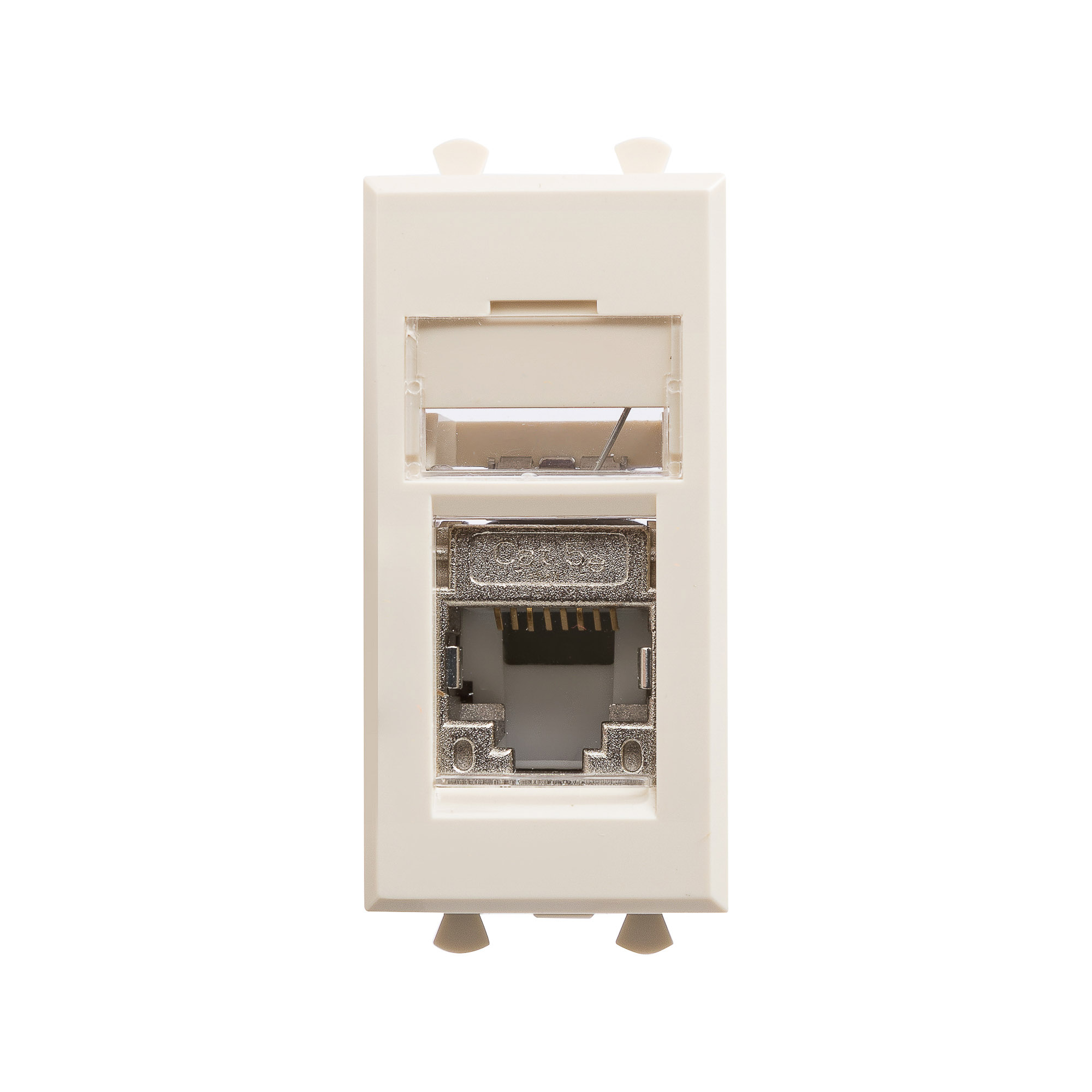 DKC Компьютерная розетка RJ-45 модульная, кат.5е экранированная, "Avanti","Ванильная дымка", 1 модуль