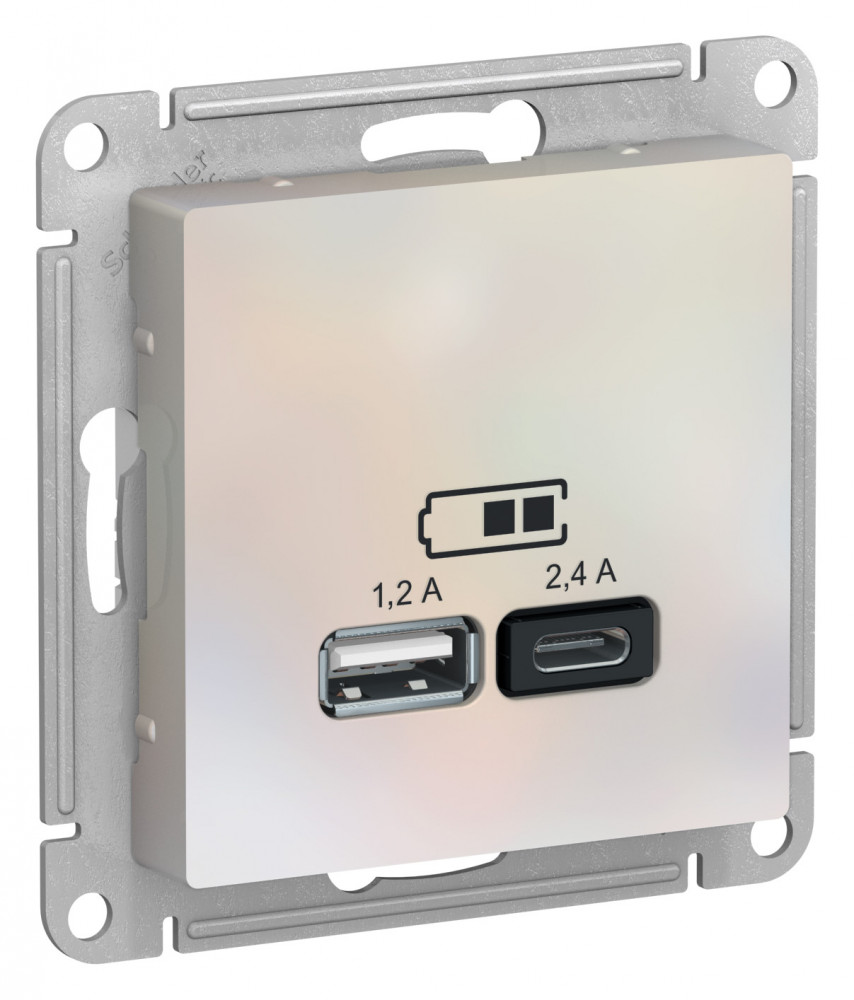 Systeme Electric AtlasDesign Жемчуг USB A+С, 5В/2,4А, 2х5В/1,2А, механизм