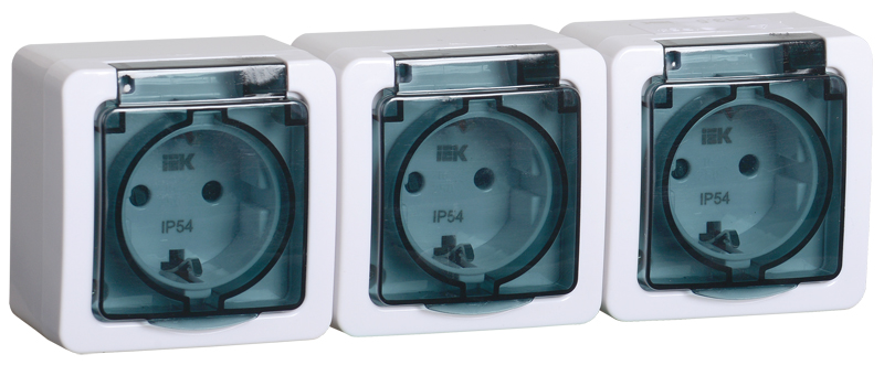 IEK GERMES PLUS РСб23-3-ГПБд Розетка 3м с з/к о/у IP54 (дымчатый)