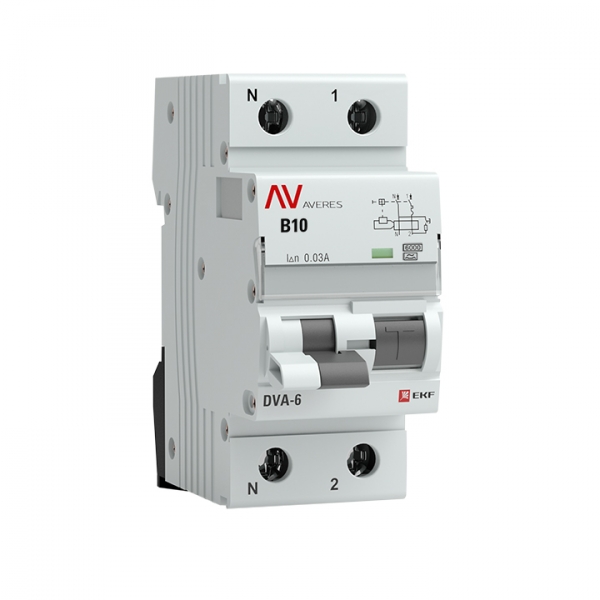 EKF Averes DVA-6 Диф. Автомат (B) 1P+N 10А/30мА тип А 6кА
