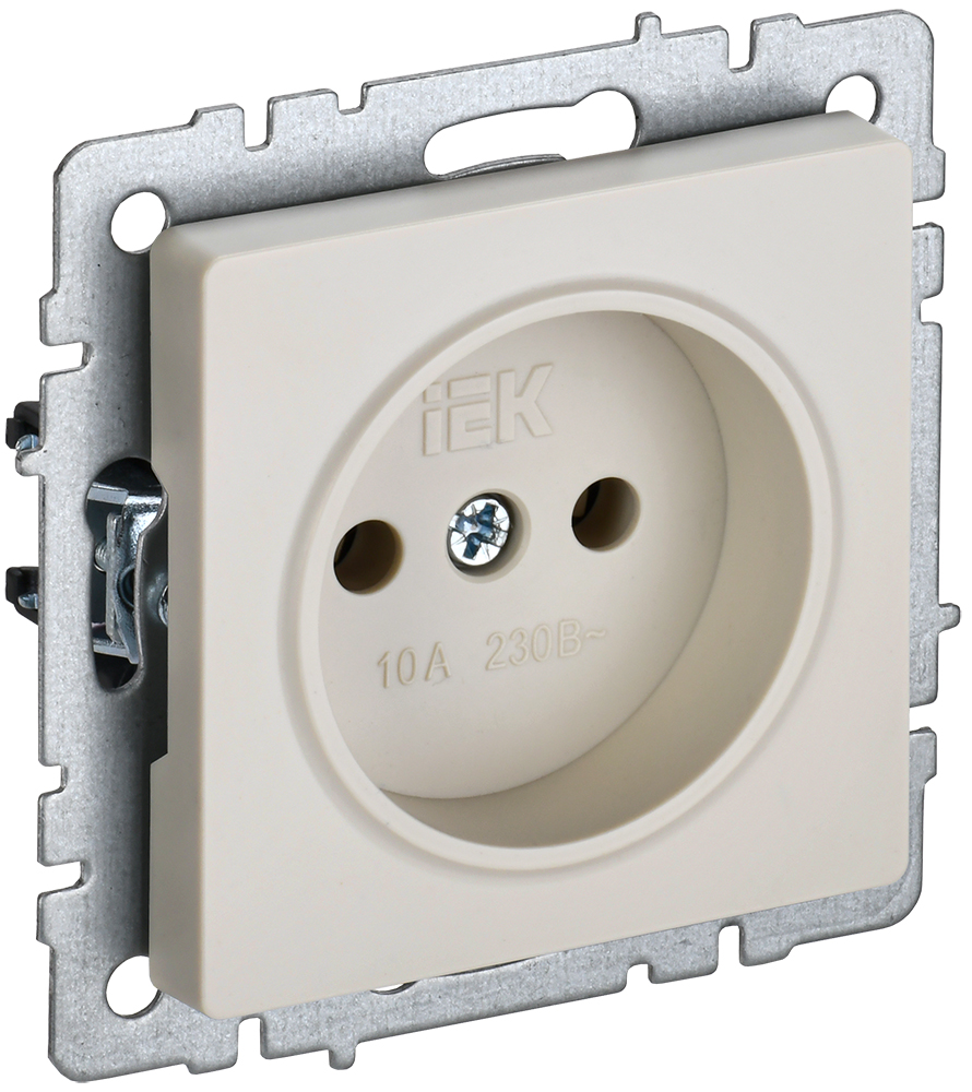 IEK BRITE BASE Бежевый Розетка 1-м б/з без защ штор 10А РС10-1-0-БрКр