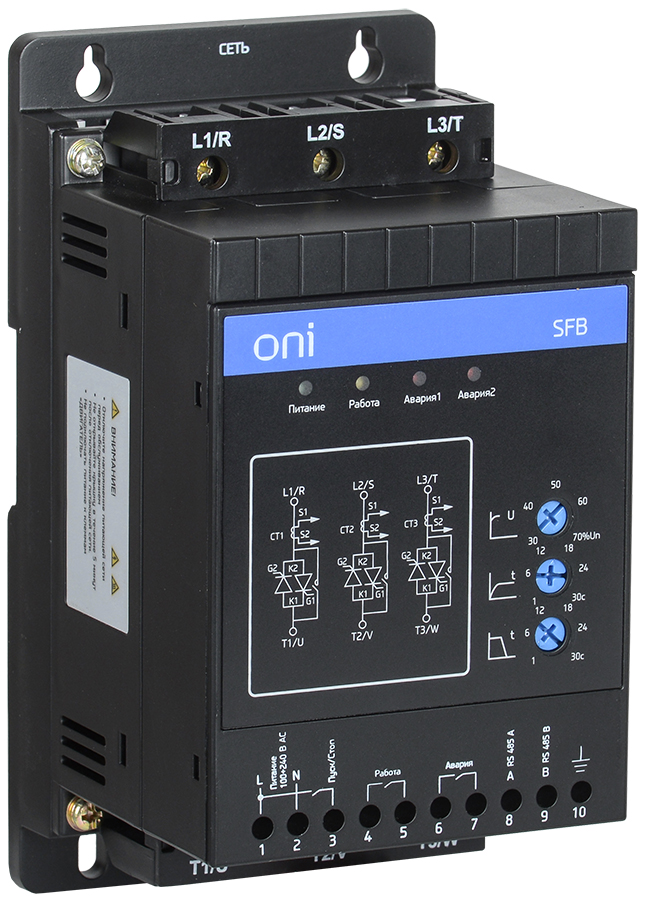 IEK ONI Устройство плавного пуска SFB 3Ф 380В 2,2кВт 4,5A Uупр 110-220В Modbus