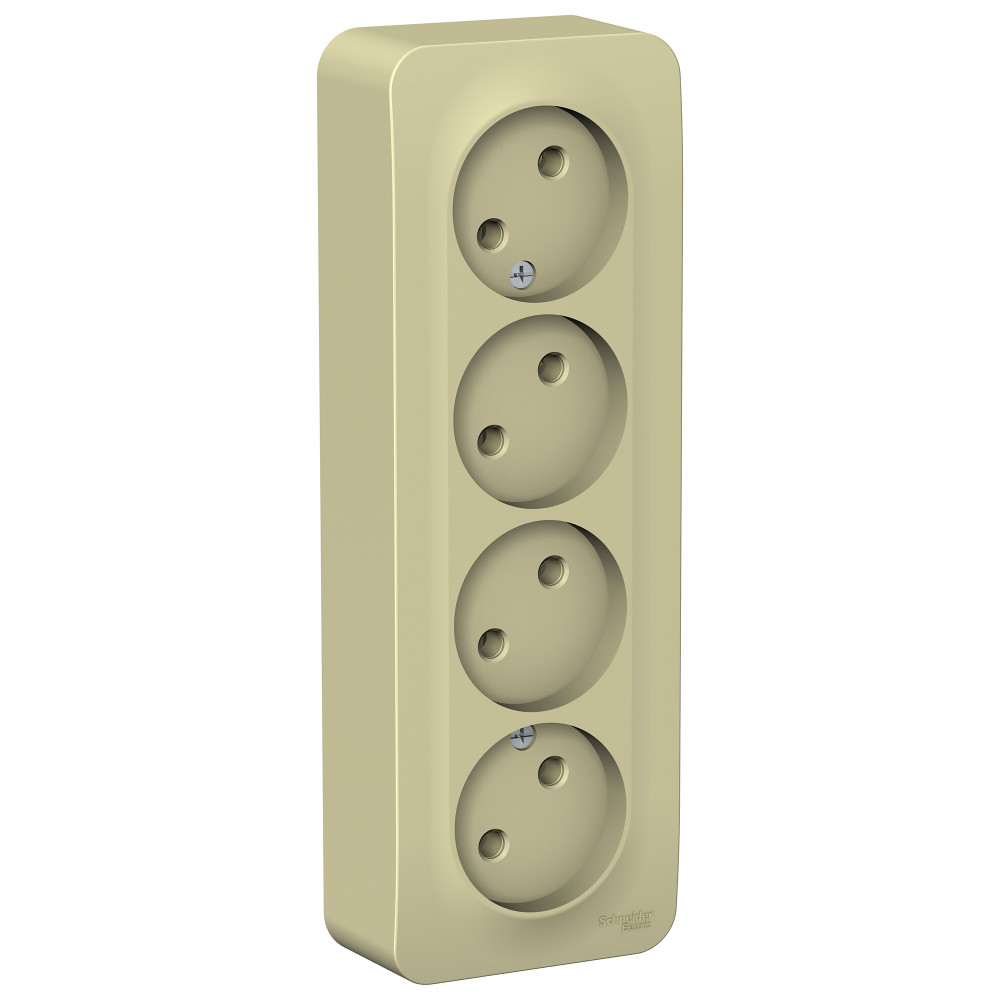 Systeme Electric Blanca наруж Беж Розетка 4-ая б/з без шторок, изолир. пластина 16А, 250В