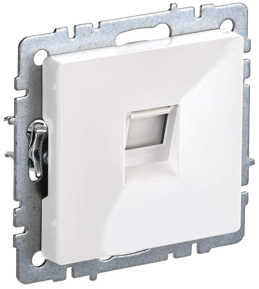 IEK BRITE BASE Белый Розетка телефонная RJ11 РТ10-БрБ