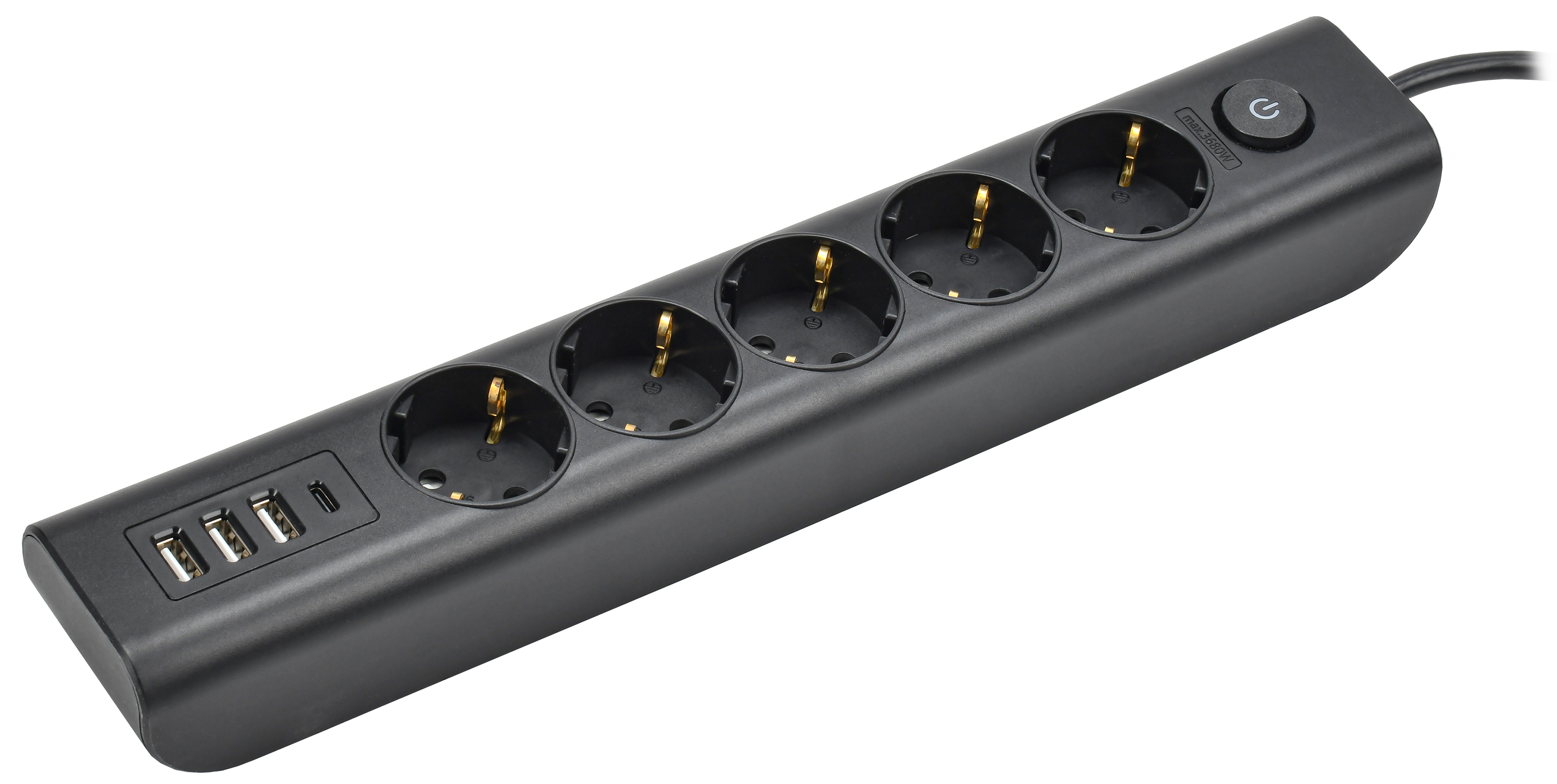 IEK MODERN Удлинитель У05В с/з 2м 3х1мм2 16А/250В USBх4 чер.