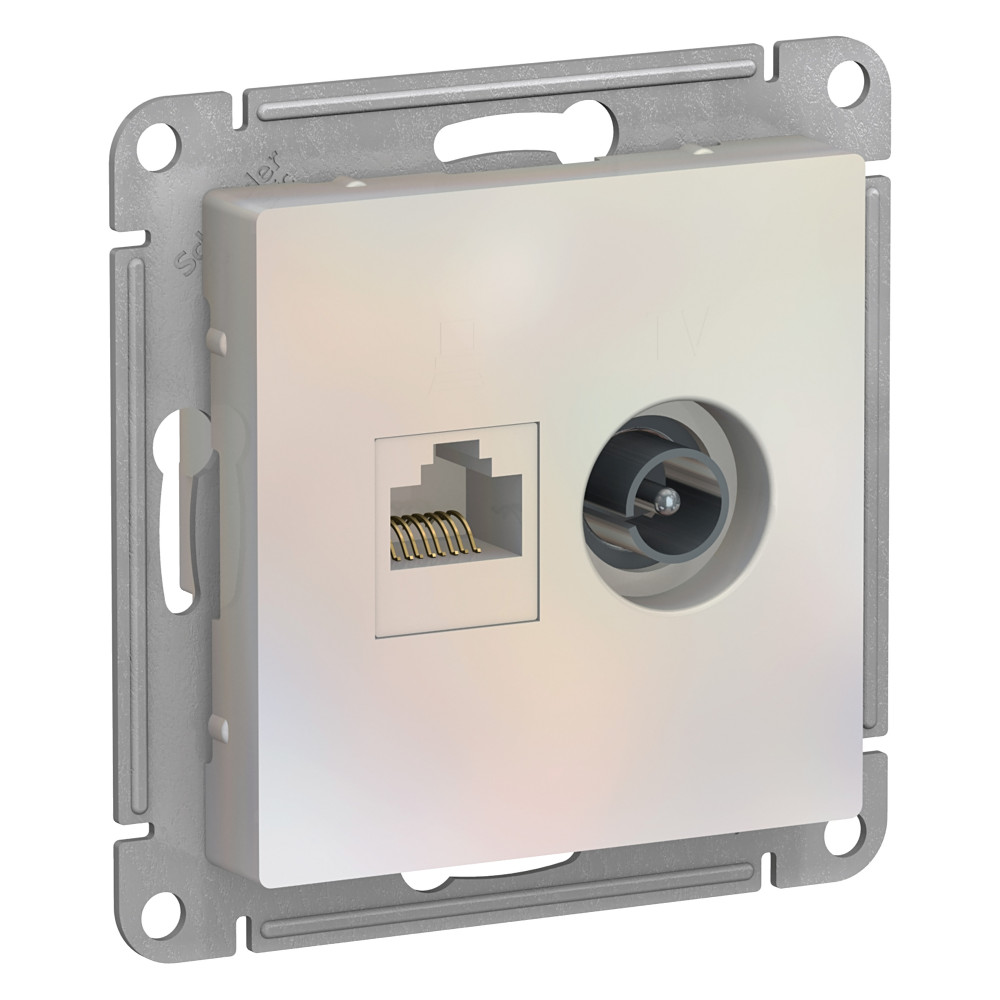 Systeme Electric AtlasDesign Жемчуг Розетка двойная комп+ТВ, RJ45+TV, кат.5E, механизм