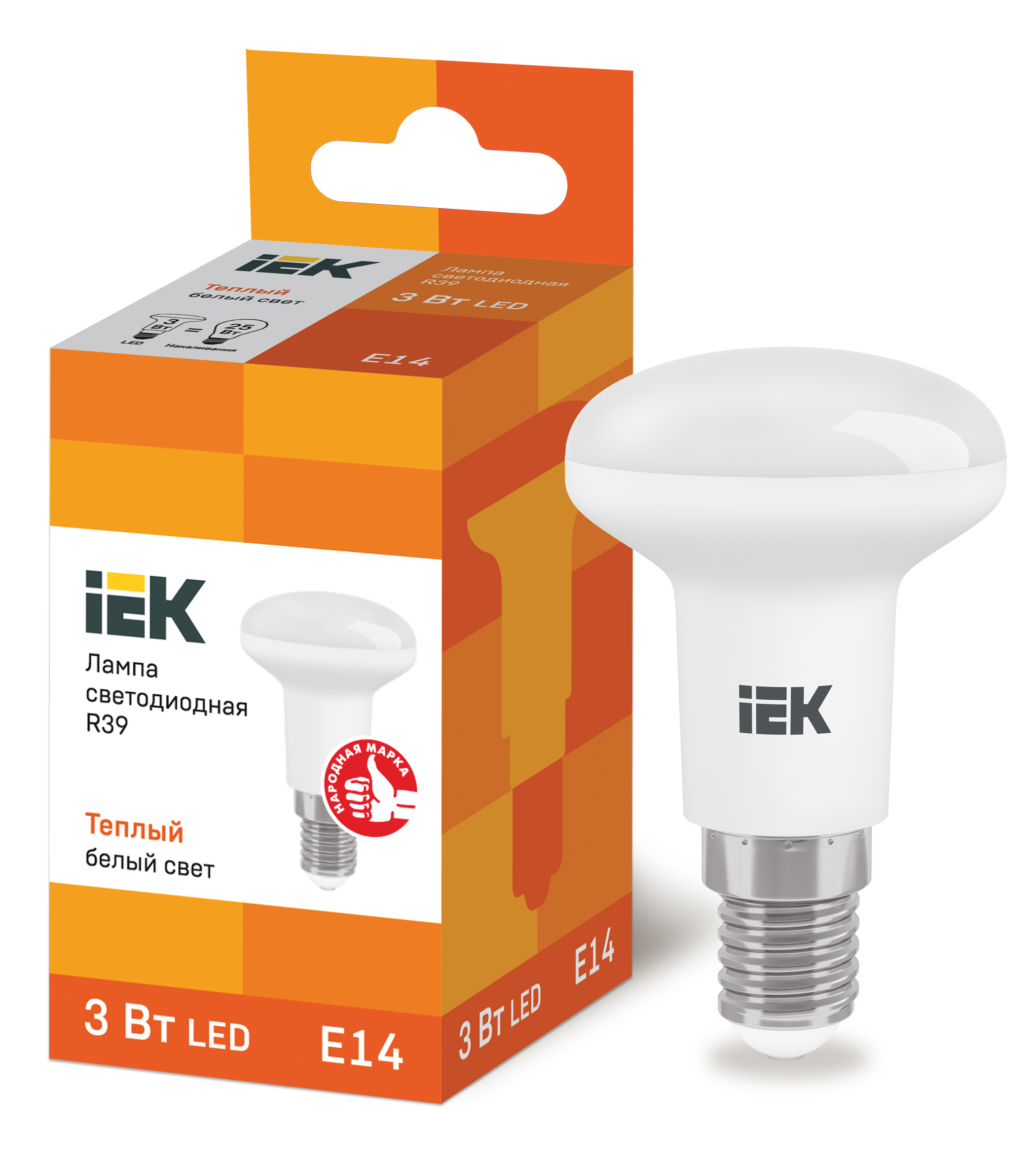 IEK Лампа светодиодная ECO R39 рефлектор 3Вт 230В 3000К E14