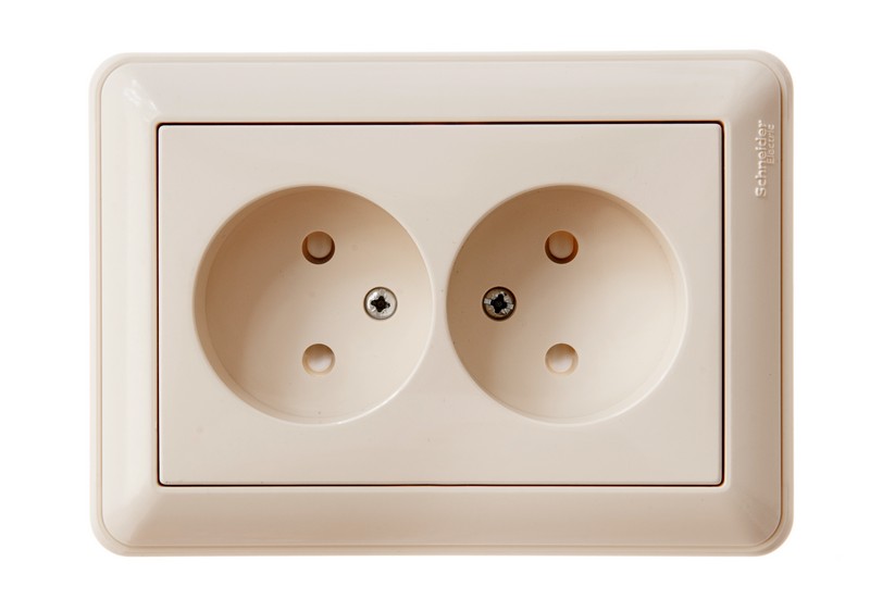 Systeme Electric Wessen 59 Беж Розетка 2-ая б/з со шторками, (в сборе, с рамкой)