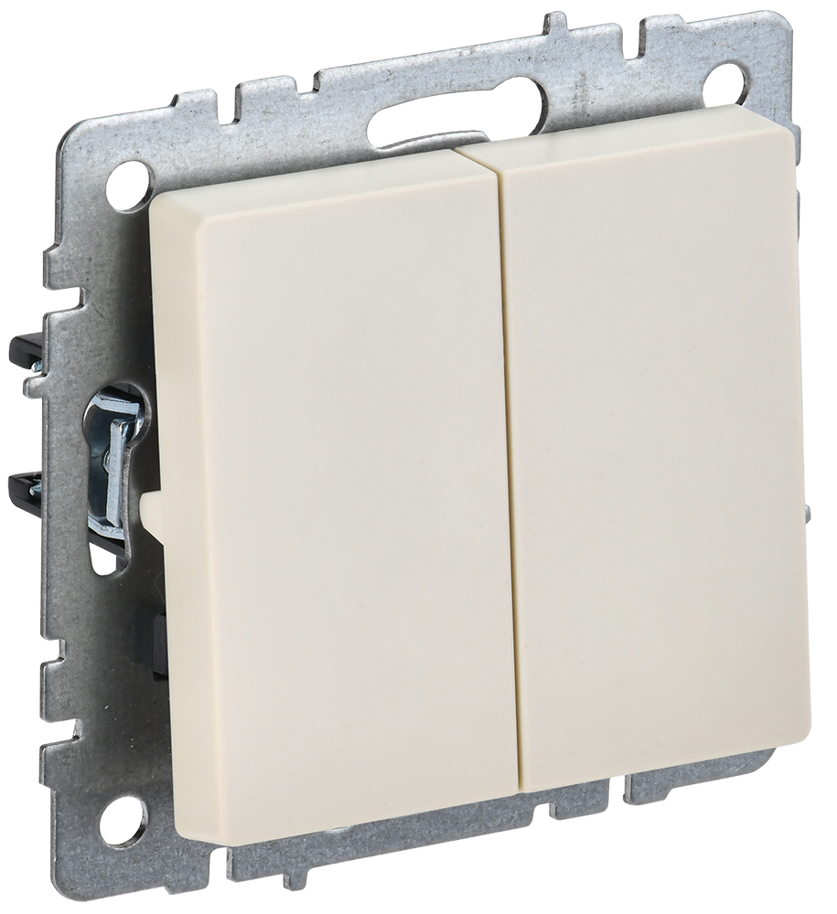 IEK BRITE BASE Бежевый Выключ. 2-к 10А ВС10-2-0-БрКр