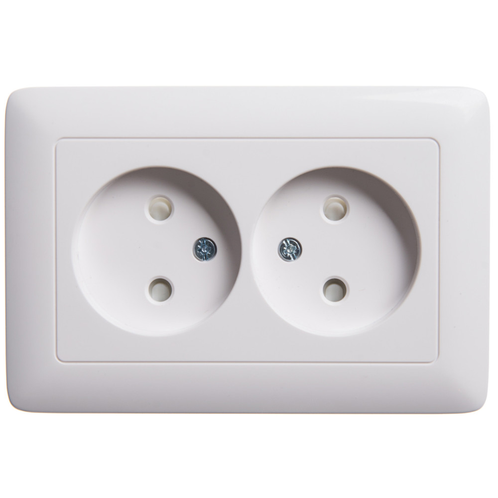 Systeme Electric ХИТ внутр Бел Розетка 2-ая б/з со шторками, 16А