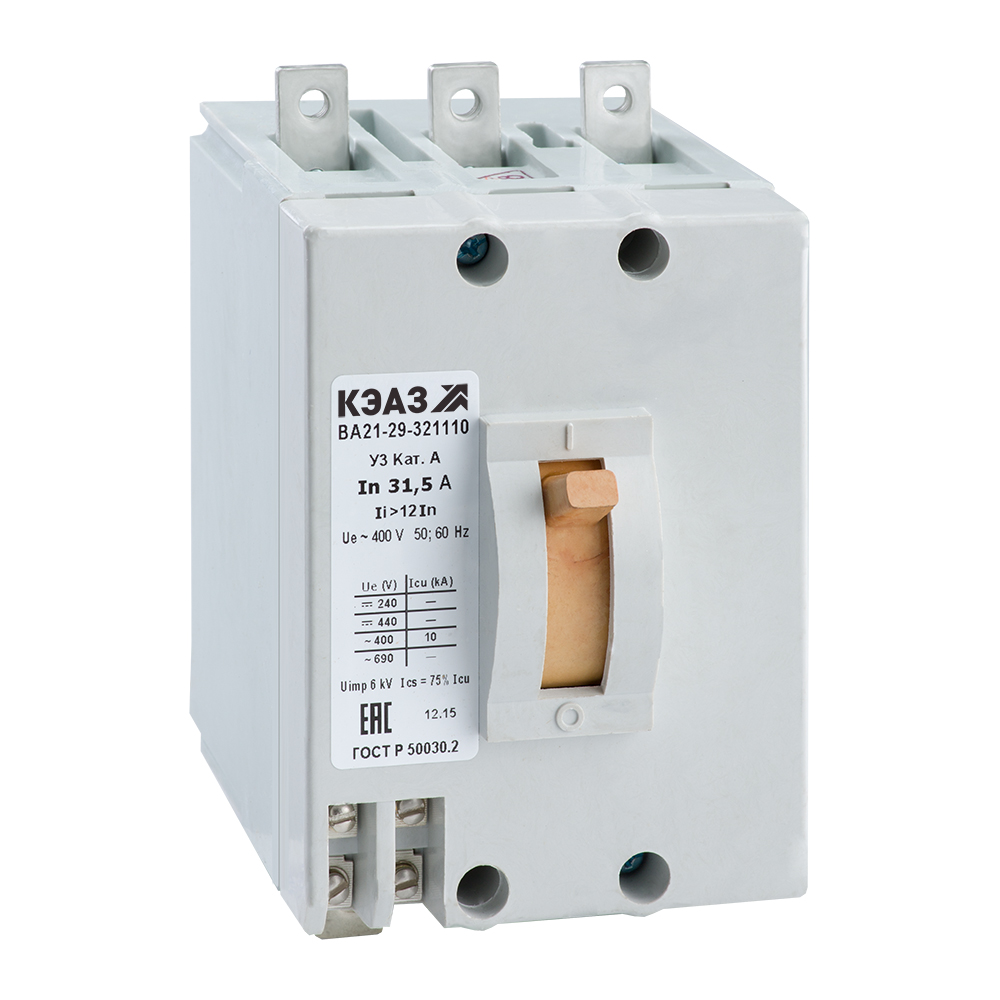 КЭАЗ Выключатель автоматический ВА21-29-341810-16А-12Iн-400AC-НР110AC/DC-У3