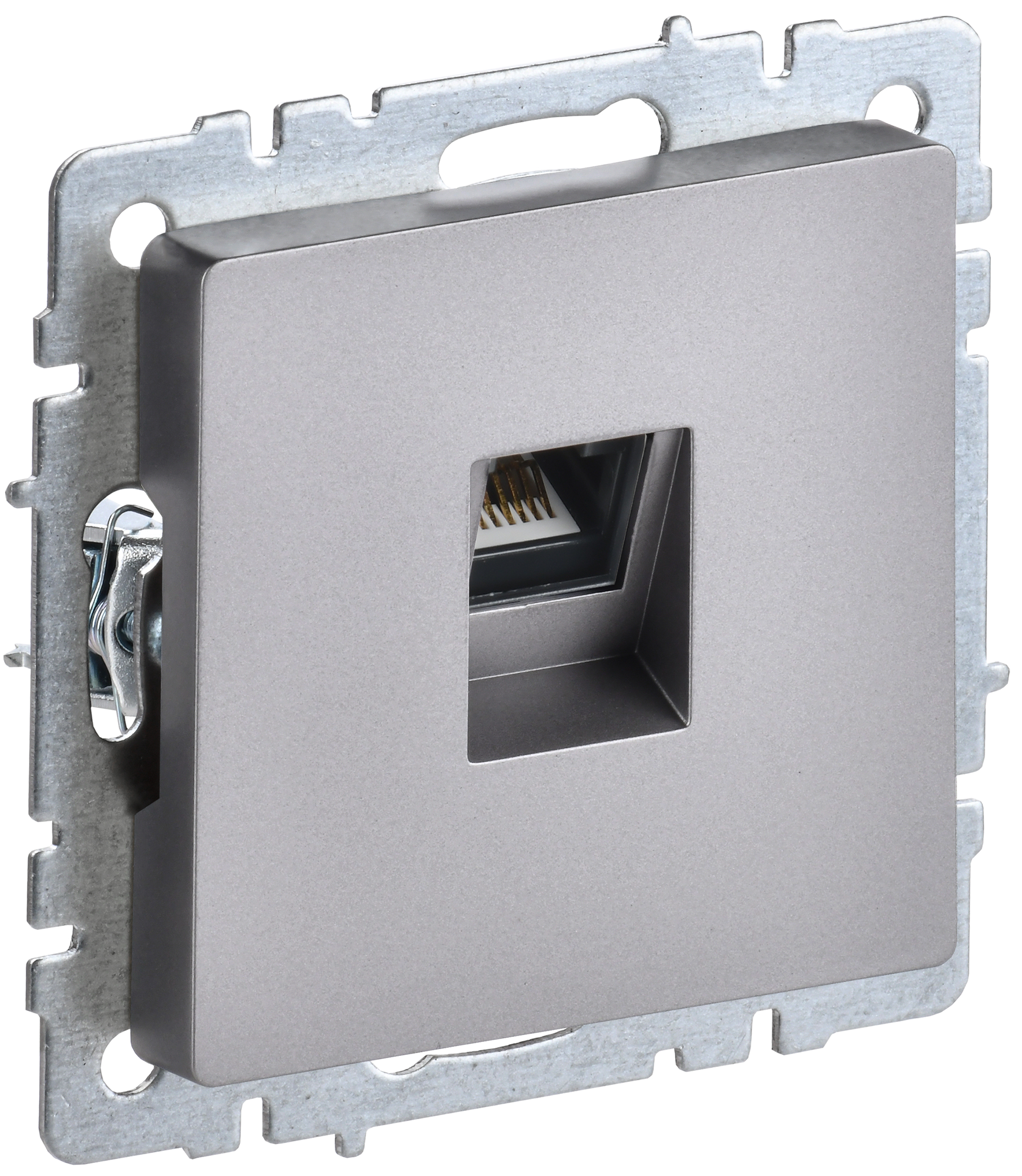 IEK BRITE BASE Сталь Розетка комп RJ45 кат.5E РК10-БрС