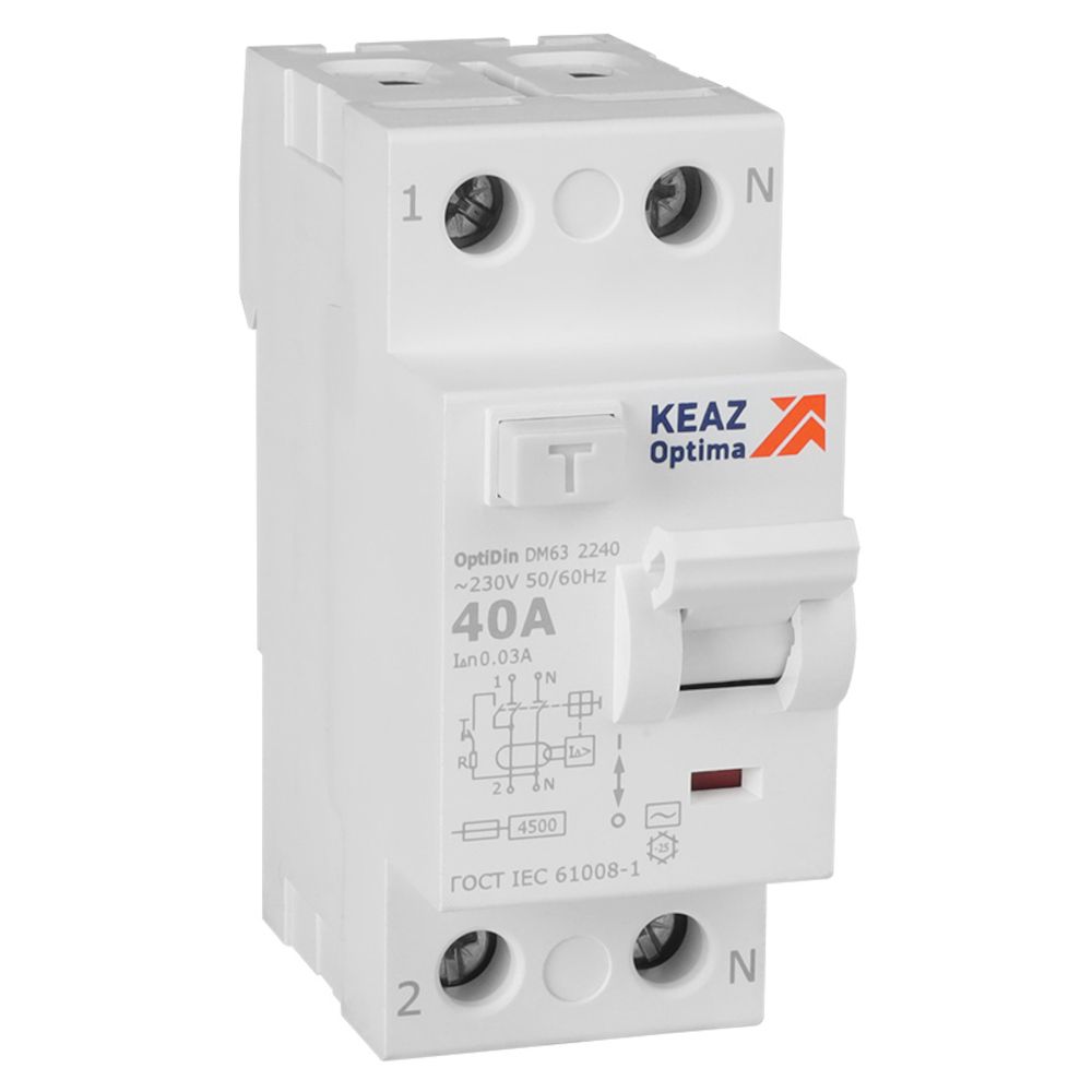 КЭАЗ OptiDin DM63-2240-AC-4,5-УХЛ4 (2P, 40, 30mA)