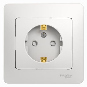 Systeme Electric Glossa Бел Розетка с/з со шторками (в сборе с рамкой)