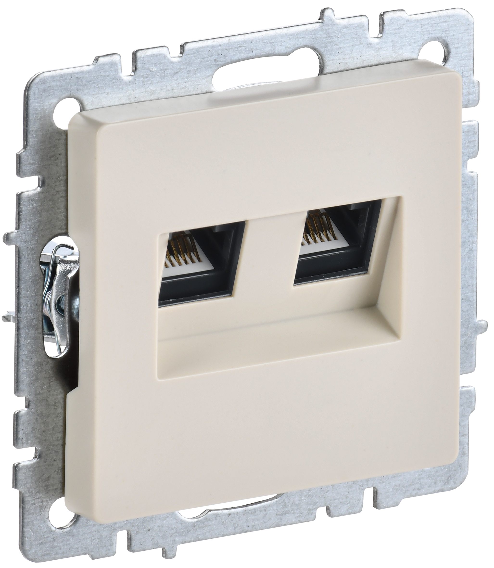 IEK BRITE BASE Бежевый Розетка комп. 2-ая RJ45 кат.6 РК11-2-БрКр