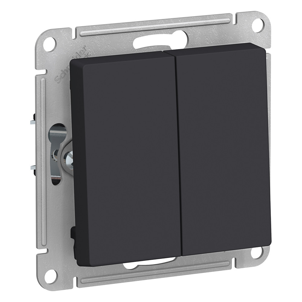 Systeme Electric AtlasDesign Карбон Выключатель 2-клавишный сх.5, 10АХ, механизм