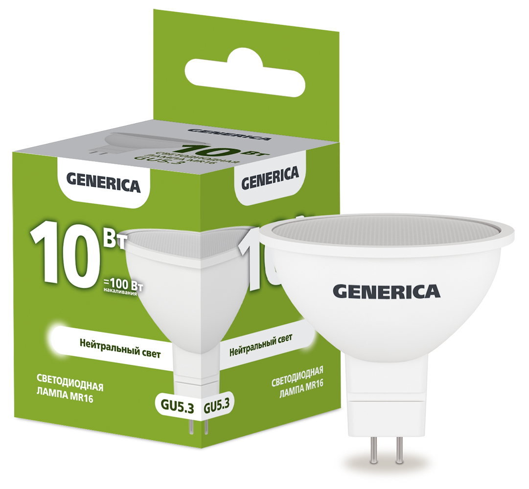 IEK GENERICA Лампа LED MR16 софит 10Вт 230В 4000К GU5.3