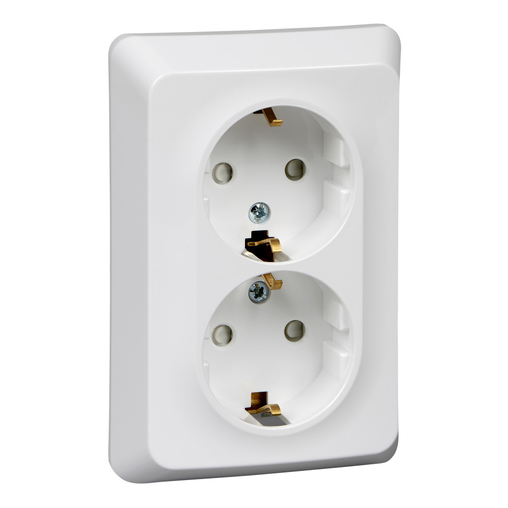 Systeme Electric Этюд Бел Розетка 2-ая с/з со шторками 16А 250B