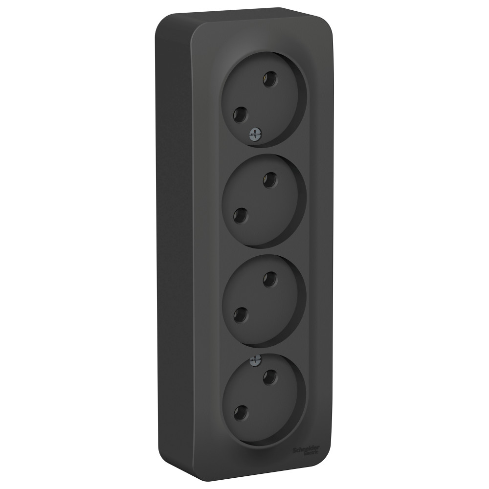 Systeme Electric Blanca наруж Антрацит Розетка 4-ая б/з без шторок 16А, 250В, изолир. пластина