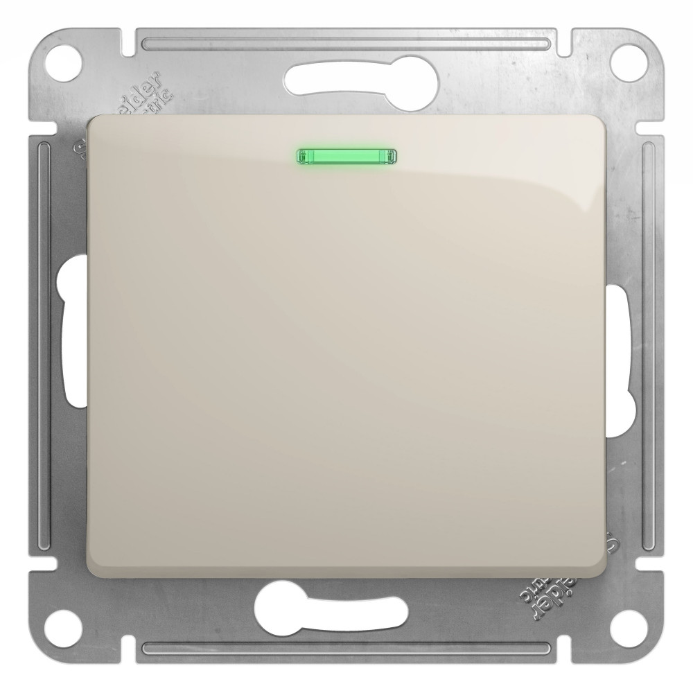 Systeme Electric Glossa Молочный Выключатель 1-клавишный с подсветкой, сх.1а, 10AX