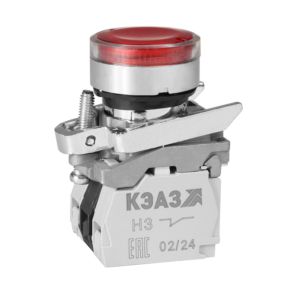 КЭАЗ Кнопка КМЕ4611мЛС-220В-красный-1но+1нз-цилиндр-IP65