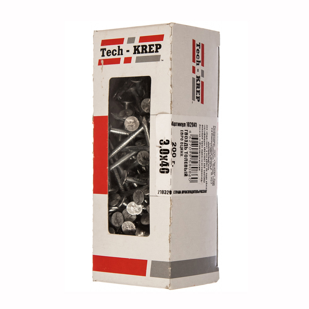 Tech-Krep Гвоздь толевый евро оцинк. 3,0х40 (200 г) - коробка с ок