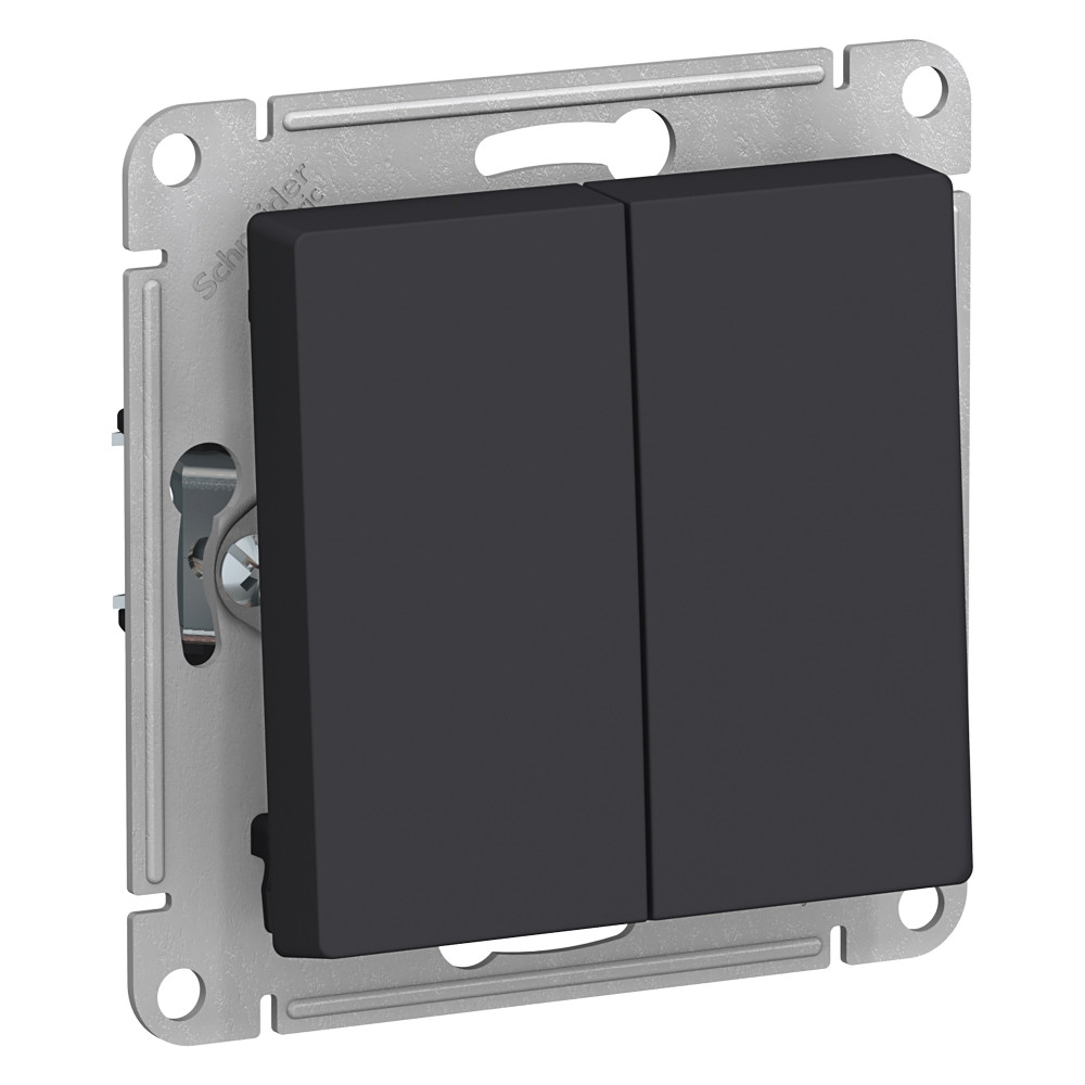 Systeme Electric AtlasDesign Карбон Переключатель 2-клавишный сх.6, 10АХ, механизм