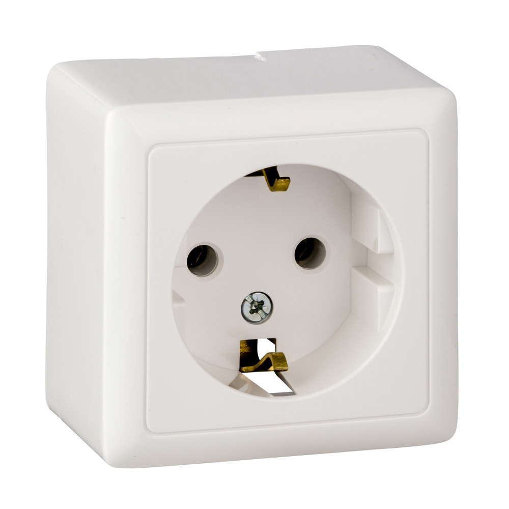 Systeme Electric ХИТ наруж Бел Розетка с/з без шторок, 16А, 250В
