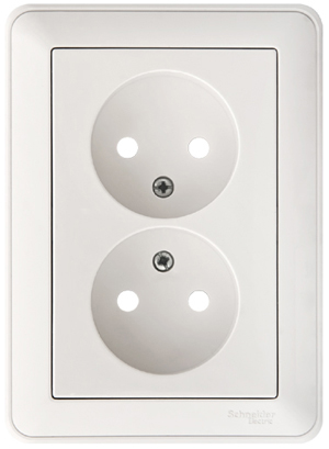Systeme Electric Wessen 59 Бел Розетка 2-ая б/з (в сборе, с рамкой)