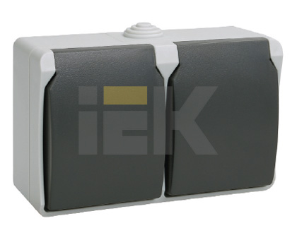 IEK FORS РСб22-3-ФСр Розетка двухместная с з/к для открытой установки IP54