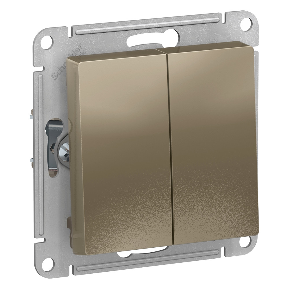 Systeme Electric AtlasDesign Шампань Переключатель 2-клавишный сх.6, 10АХ, механизм