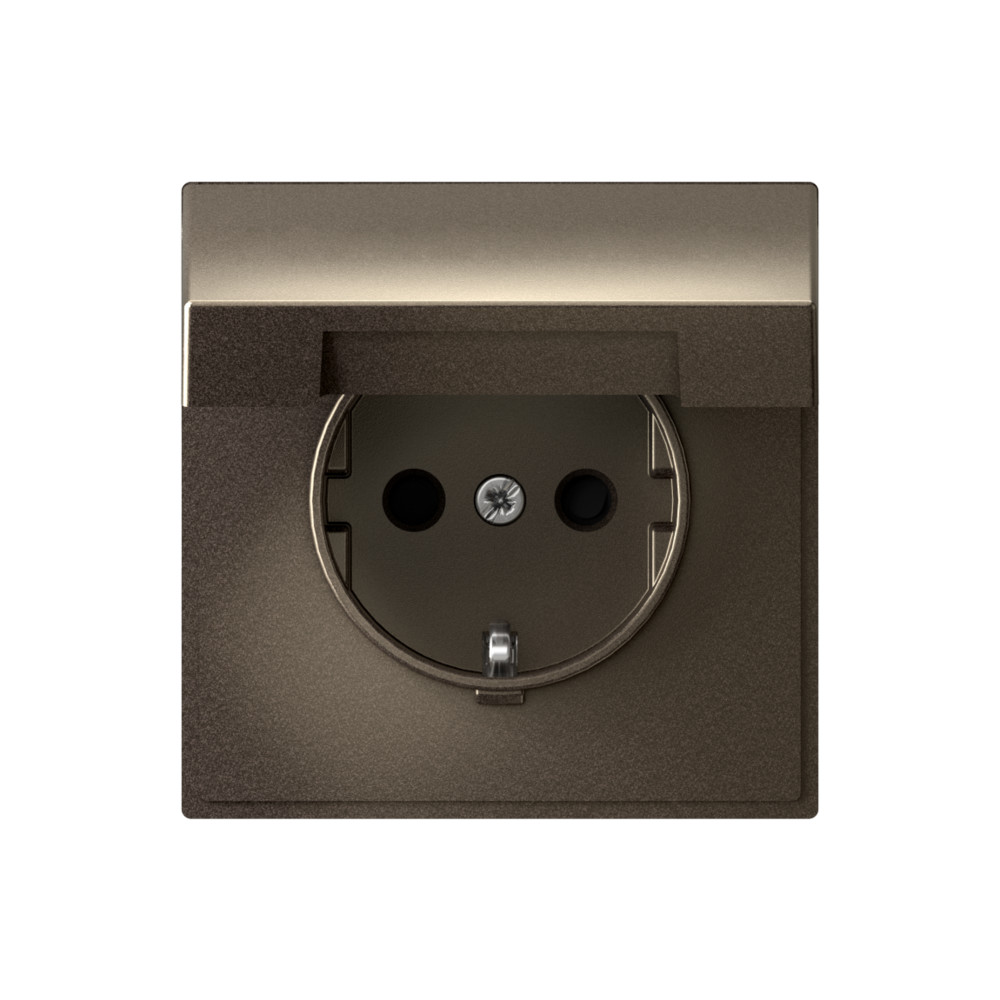 Systeme Electric ArtGallery Мокко Розетка с заземл. со шторк. с крышкой, 16А, IP20, механизм