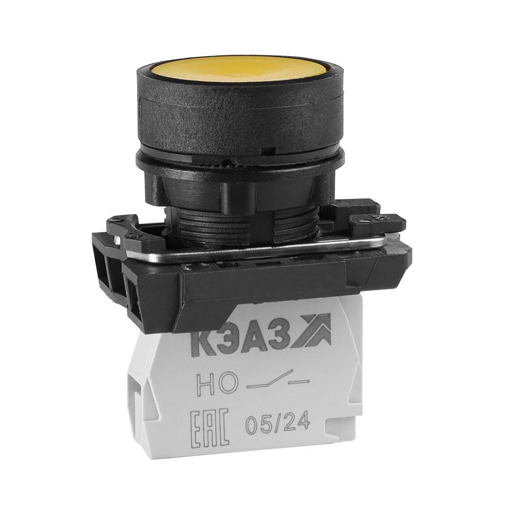 КЭАЗ Кнопка КМЕ4510м-желтый-1но+0нз-цилиндр-IP54