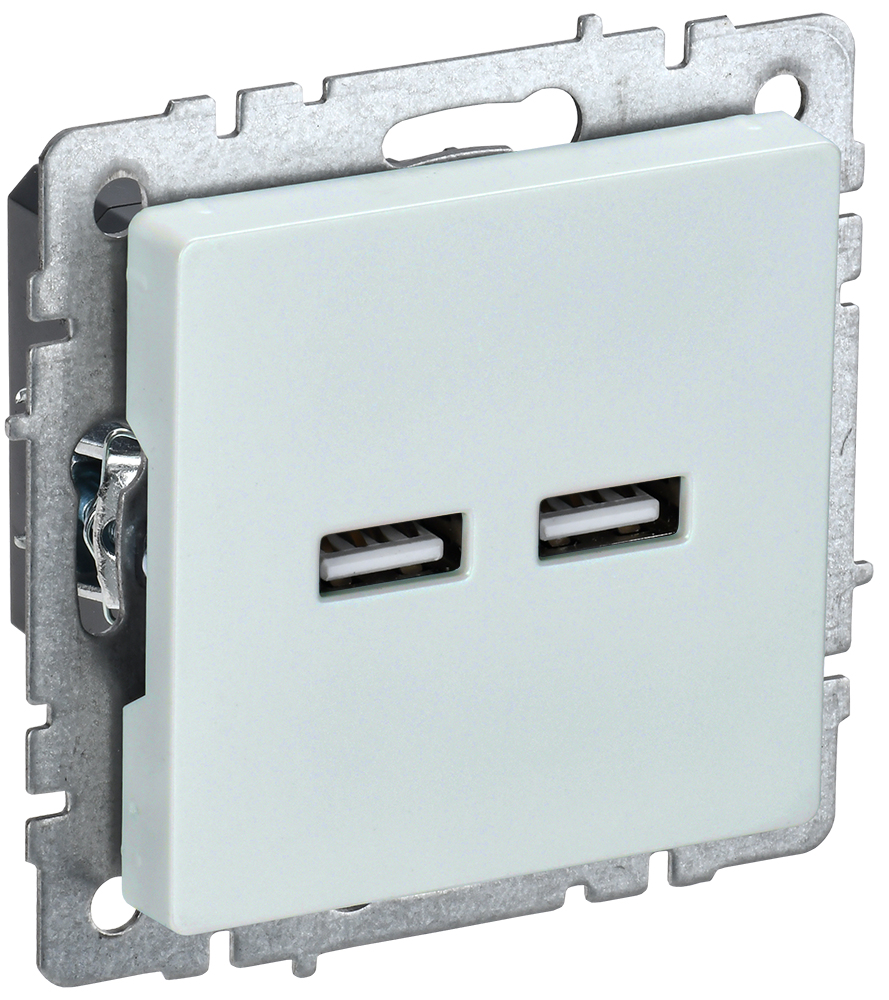 IEK BRITE BASE Жемчуг Розетка USB A+A 3,1А РЮ10-1-БрЖ