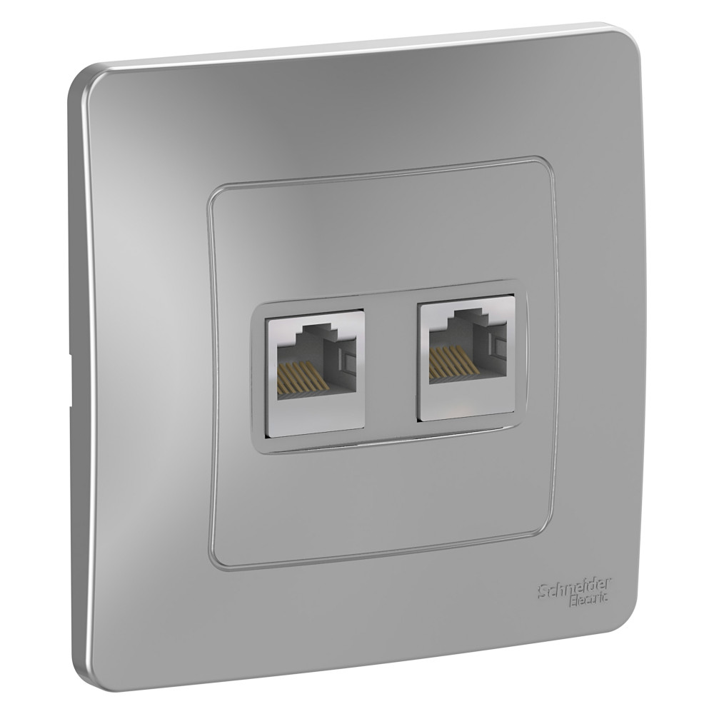 Systeme Electric Blanca внутр Алюминий Розетка 2-ая компьютерная RJ45