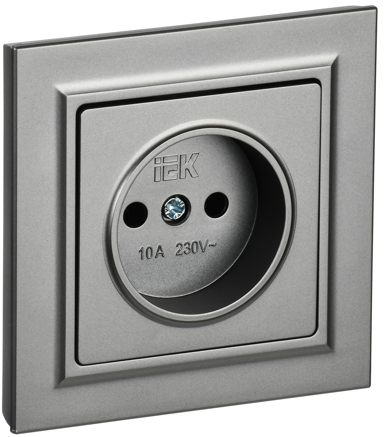 IEK BRITE Сталь Розетка без з/к/ш 10А в сборе РСР10-1-0-БрС
