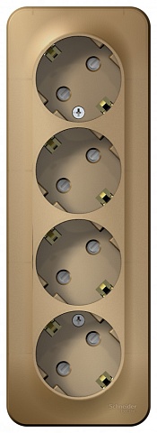 Systeme Electric Blanca наруж Титан Розетка 4-ая с/з со шторками 16А, 250В, изолир. пластина
