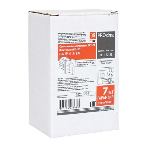 EKF PROxima Переключатель кулачковый ПК-1-52 25А 2P "1-2"