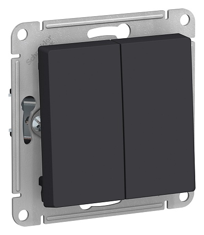 Systeme Electric AtlasDesign Карбон Переключатель 2-клавишный сх.6, 10АХ, механизм