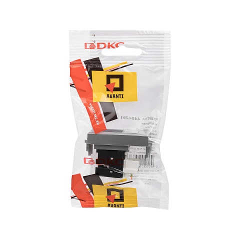 DKC Компьютерная розетка RJ-45 модульная, кат.6, "Avanti", "Закаленная сталь", 1 модуль