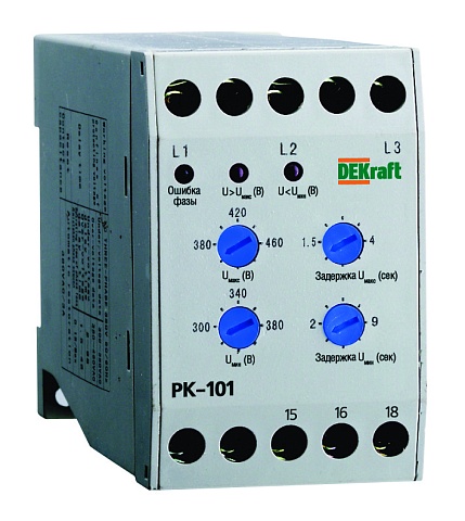 Dekraft Реле контроля фаз 380В тип 01 серии РК-101