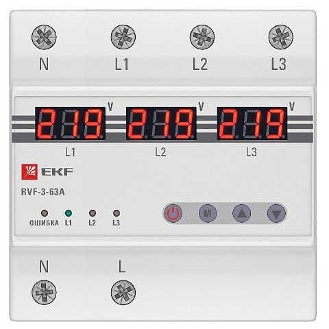 EKF PROxima Реле выбора фаз с дисплеем RVF-3-63А