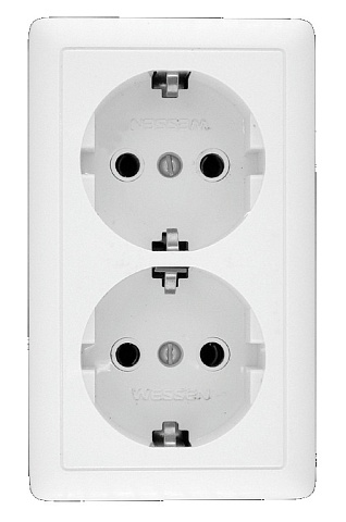 Systeme Electric ХИТ наруж Бел Розетка 2-ая с/з без шторок, 16А, 250В