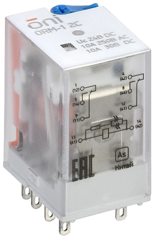 IEK ONI Реле интерфейсное ORM-1 2C 24В DC с LED и тест. кнопкой