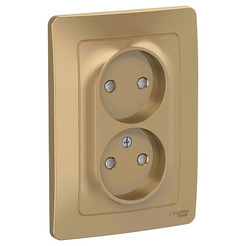 Systeme Electric Blanca внутр Титан Розетка 2-ая б/з со шторками, 16А, 250В