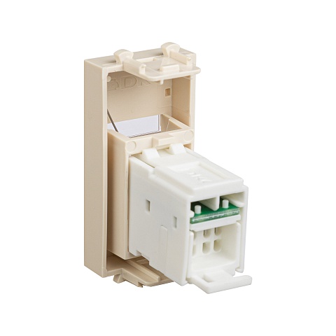 DKC Компьютерная розетка RJ-45 модульная, кат.5е, "Avanti", "Ванильная дымка", 1 модуль