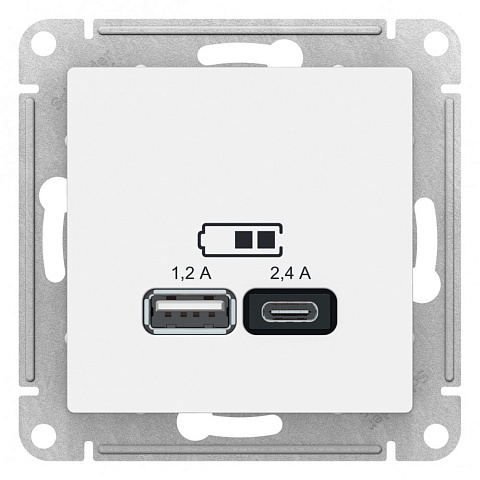 Systeme Electric AtlasDesign Лотос Розетка USB А+С, 5В/2,4 А, 2х5В/1,2 А, механизм