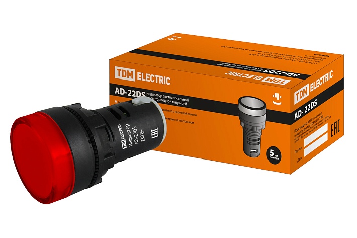 TDM Лампа AD-22DS(LED)матрица d22мм красный 230В