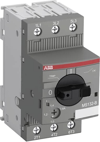 ABB Автоматический выключатель для ЖД транспорта MS132-0.16B 100кА с регулир. тепловой защитой 0.1A-0.16А Класс тепл. расцепит. 10А