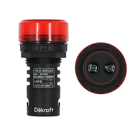 Dekraft Лампа комм. ADDS D22 LED кр. 24В AC/DC ЛK-22